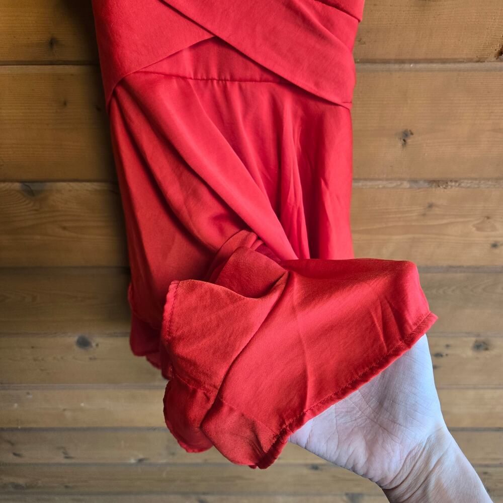 American Threads Romper Dress Red Off Shoulder Mini Flowy Puff Sleeve Small - Picture 4 of 5